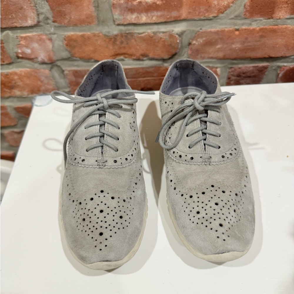 Cole Haan Zero Grand Women’s Gray Suede Wingtip Lace-Up Shoes- Size 6.5